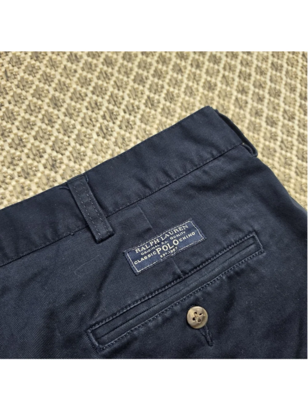 Vintage Polo Ralph Lauren Tyler Shorts Mens 40 Navy Double Pleated Chino Cotton
